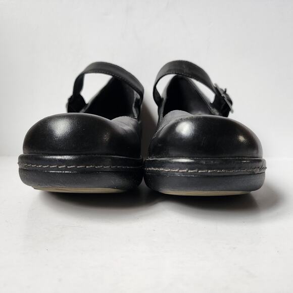 ECCO Shoes Womens Size 37 EU 6.5 US Clogs Mary Jane Wedge Black Leather Buckle - Picture 4 of 11
